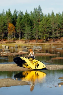 FitNord Aqua Leaf 340 SUP-lautasetti, Nordkapp (musta-keltainen), hiilikuitumelalla, G2
