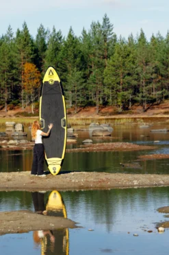 FitNord Aqua Leaf 340 SUP-lautasetti, Nordkapp (musta-keltainen), hiilikuitumelalla, G2