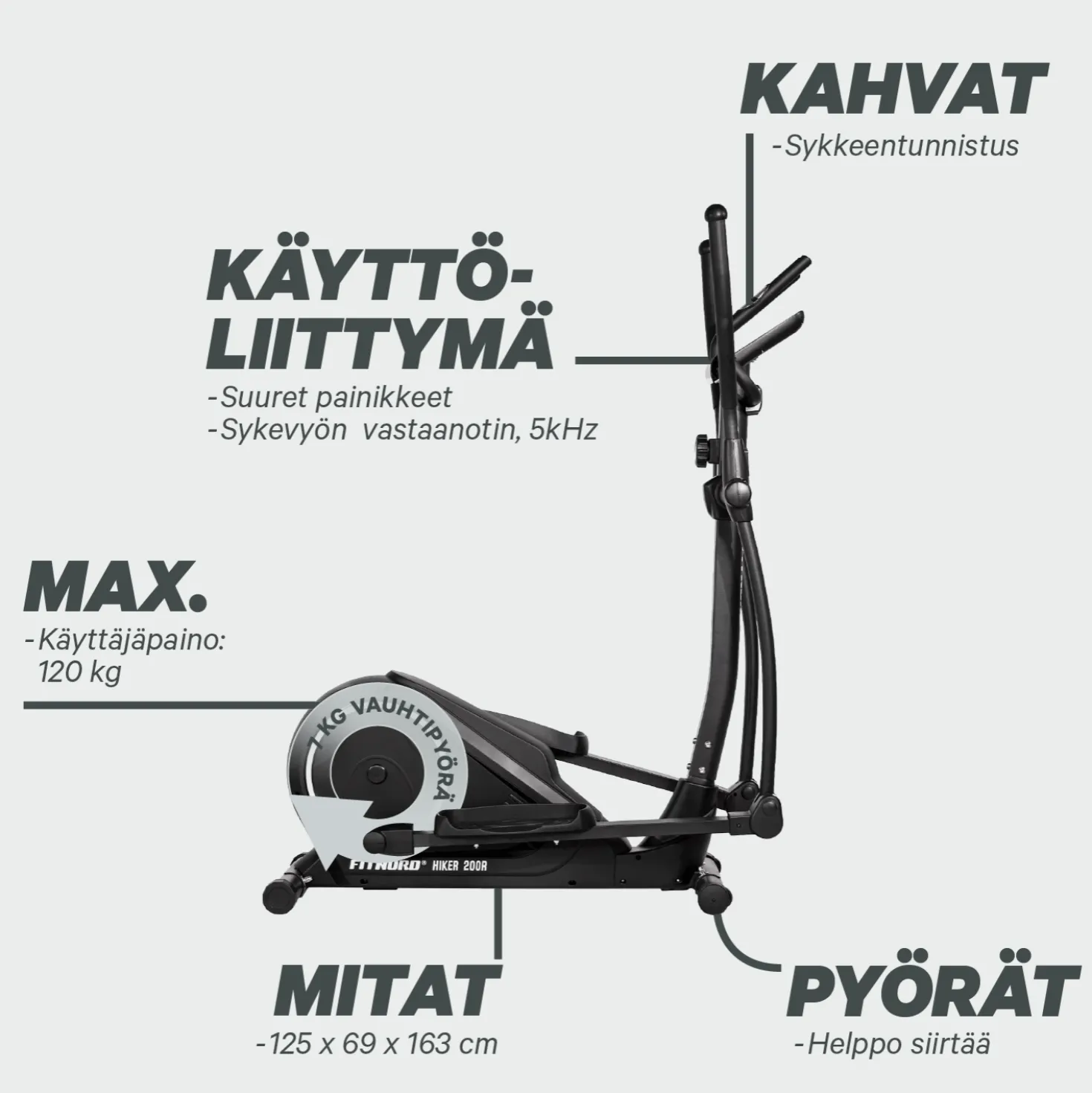 FitNord Hiker 200R Crosstrainer takavetoinen