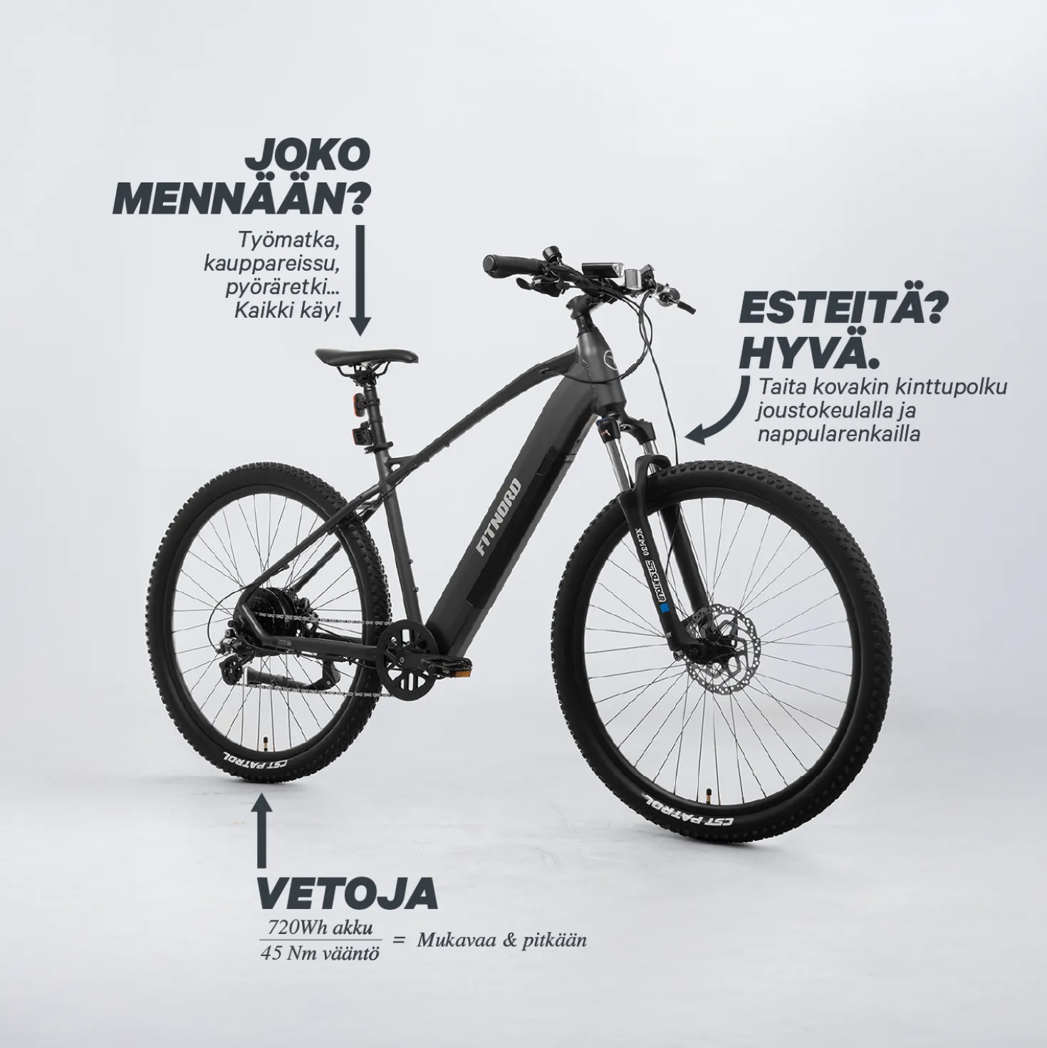 FitNord Ranger 300 Sähkömaastopyörä G2, musta