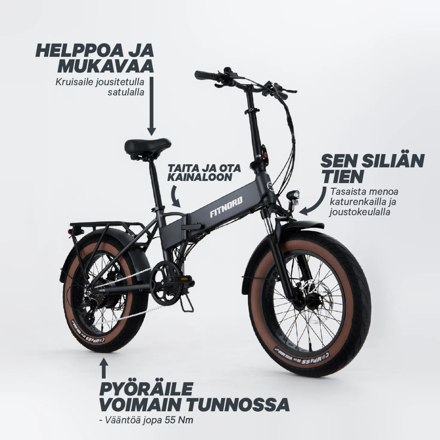 FitNord Rumble 150 Kokoontaitettava Sähköfatbike