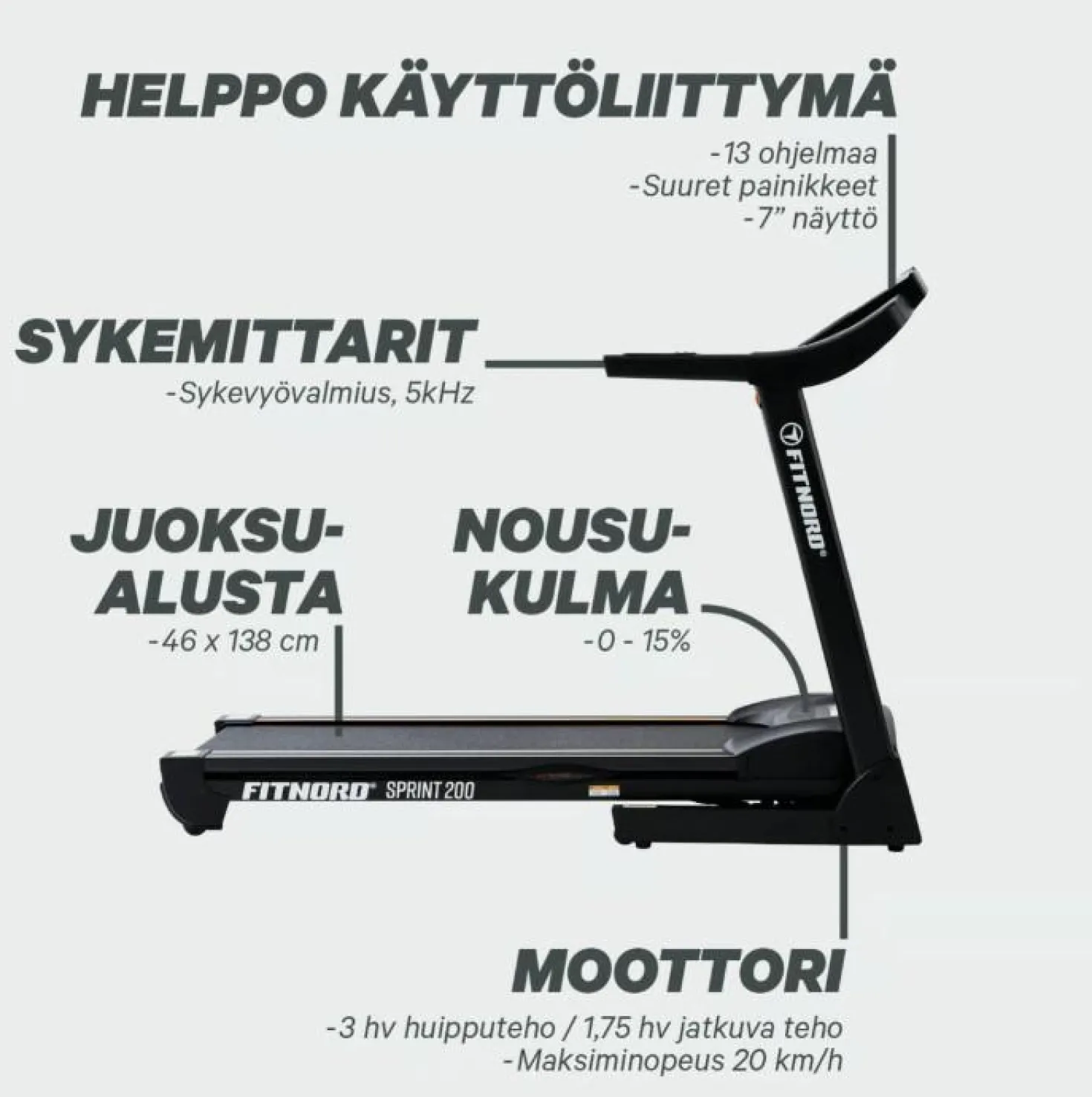 FitNord Sprint 200 G2 Juoksumatto *VOITELUVAPAA*