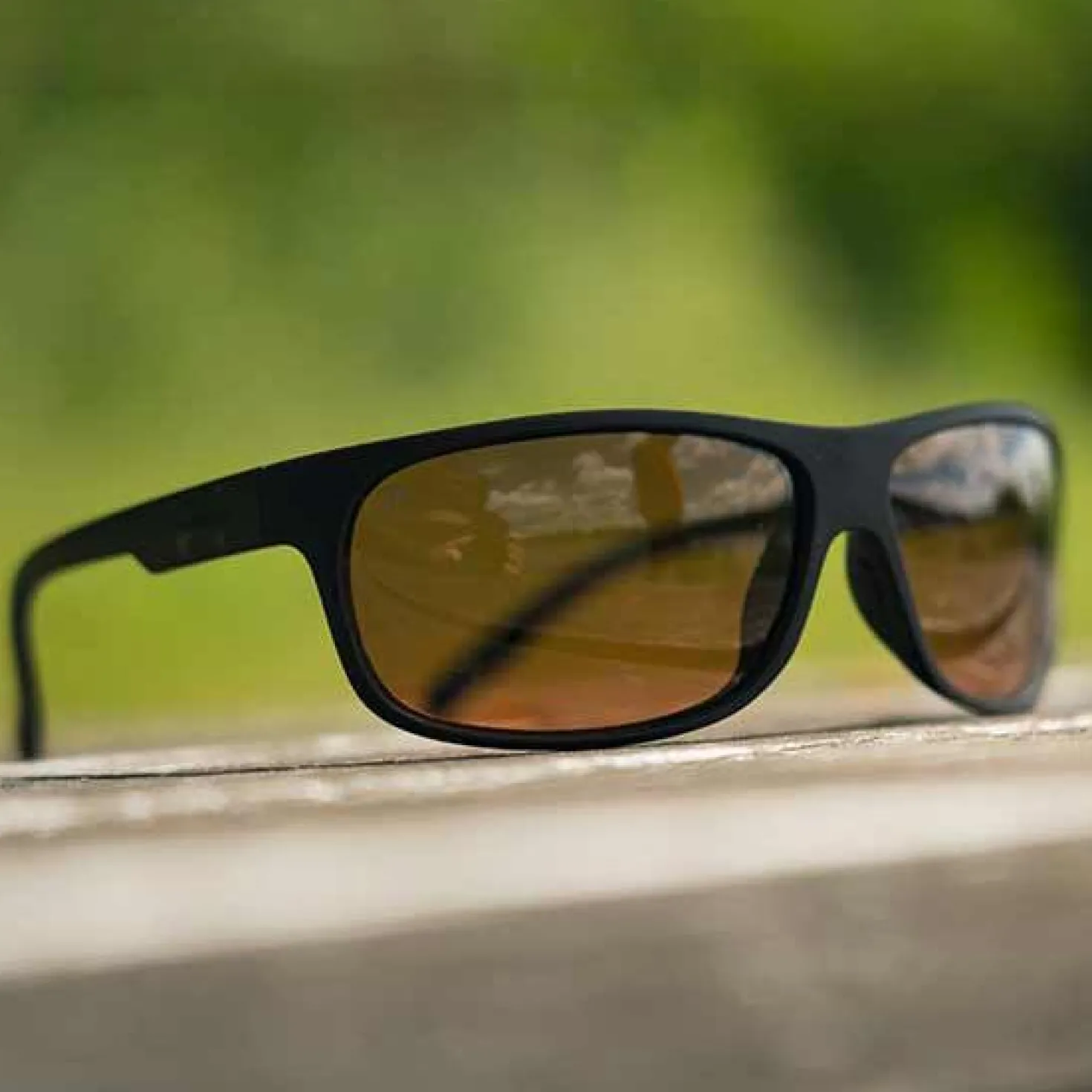 Fox Sunglasses Matt Black Wrap Brown Lens