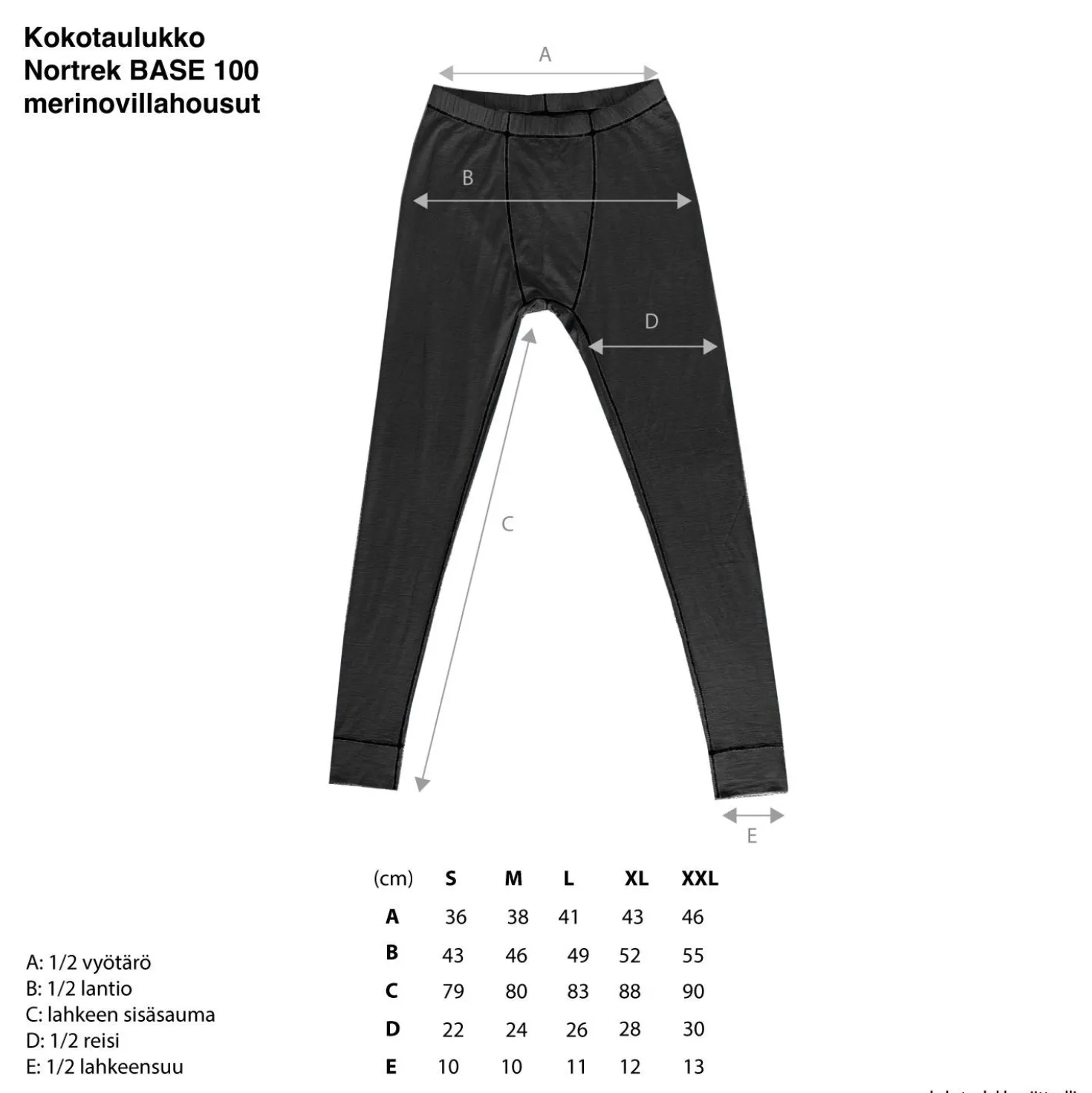 Nortrek BASE 100 aluskerraston merinovillahousut